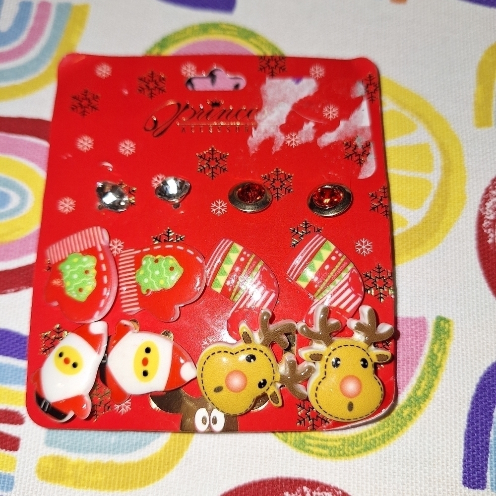 Santa Christmas Holiday Earrings 6 Pair